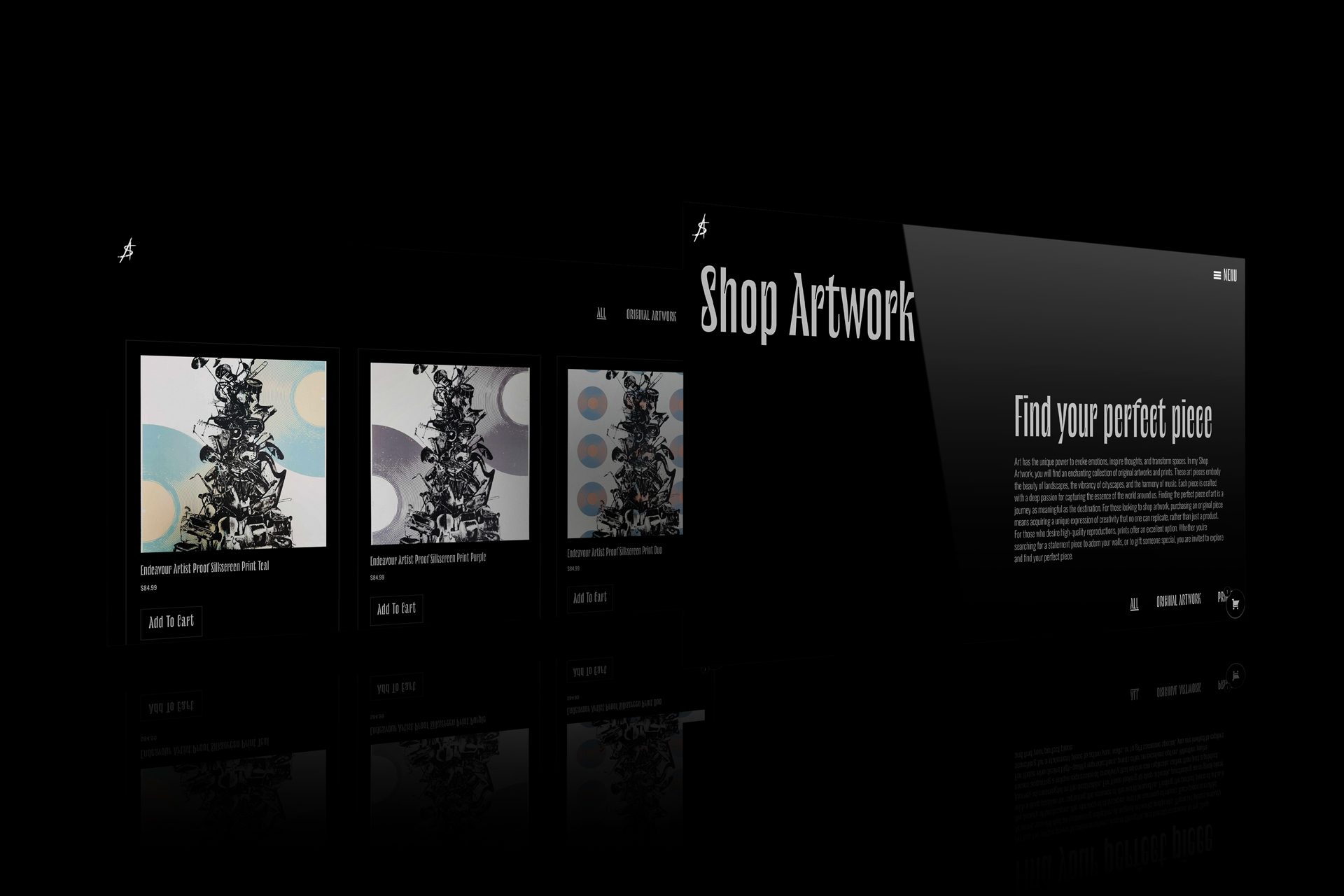 Website Design Toronto mockup showing the Alex Sauret shop page with clean product grid and modern store layout.