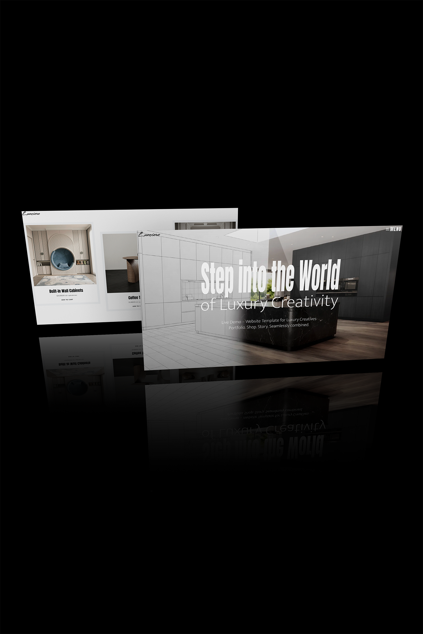 Lumière homepage mockup featuring elegant layout and typography, representing best website platform in Canada for creative businesses.