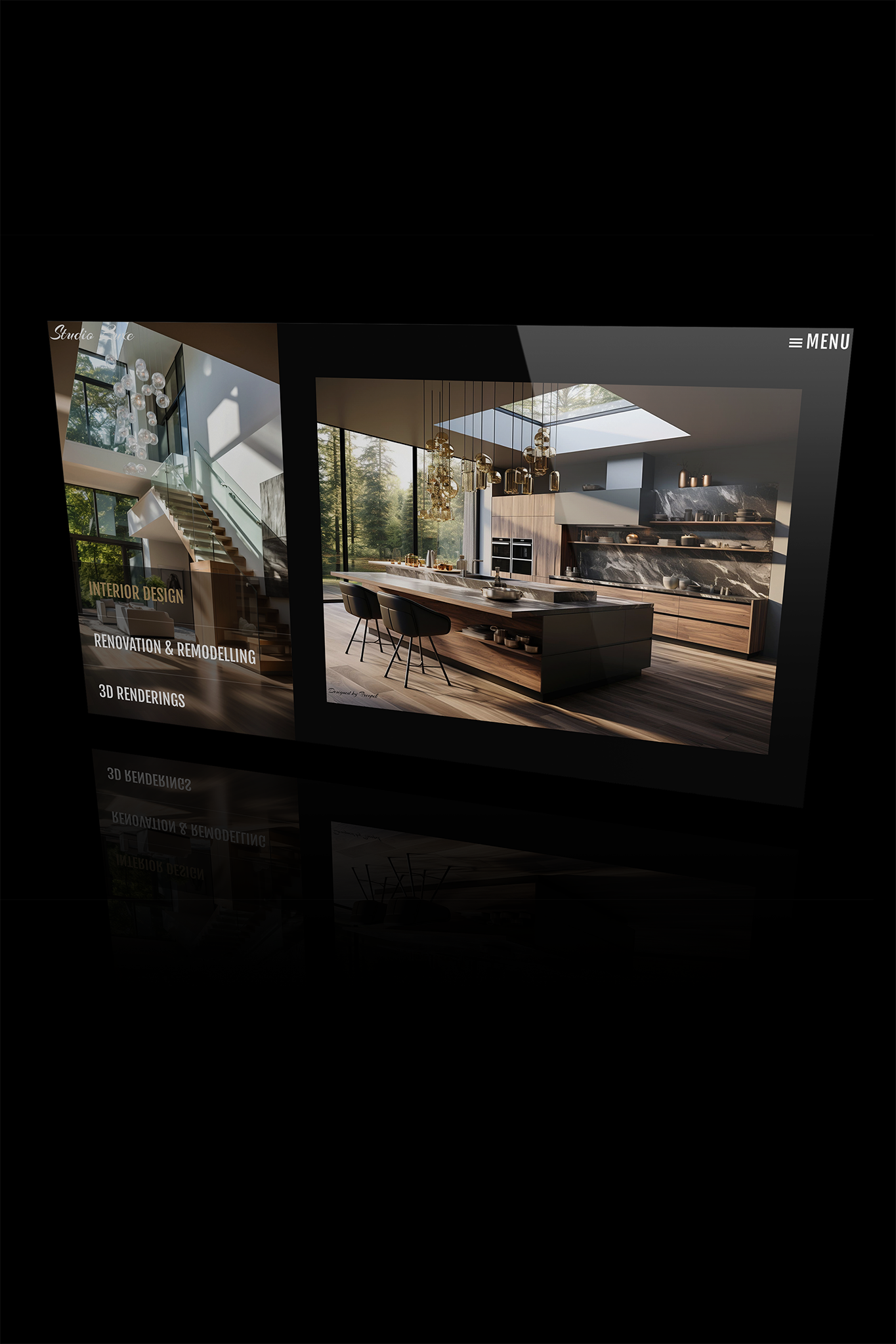 Studio Luxe limited edition website template mockup with horizontal scrolling layout, representing website cost in Toronto for interior designers and architects.